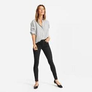 Everlane The Authentic Stretch Mid Rise Skinny Jeans Black Women 32 Tall